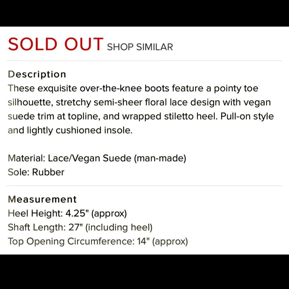 NUDE LACE OVER THE KNEE BOOT SOLD-OUT - Picture 6 of 8